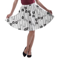 Safety Pin Pattern A-line Skater Skirt by kostolom3000shop