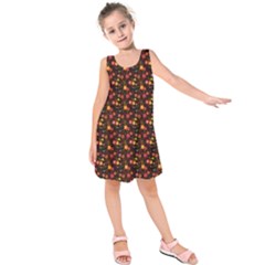 Exotic Colorful Flower Pattern  Kids  Sleeveless Dress by Brittlevirginclothing