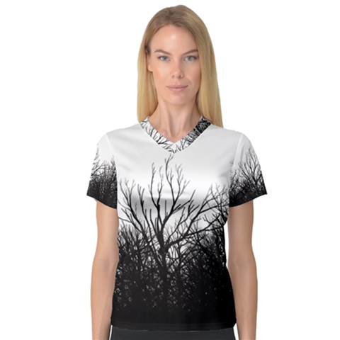 Forest Women s V-neck Sport Mesh Tee by Brittlevirginclothing