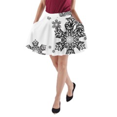 Black And White Snowflakes A-line Pocket Skirt by Brittlevirginclothing