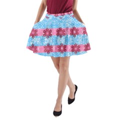 Pink Snowflakes Pattern A-line Pocket Skirt by Brittlevirginclothing