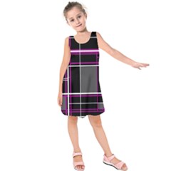 Simple Magenta Lines Kids  Sleeveless Dress by Valentinaart