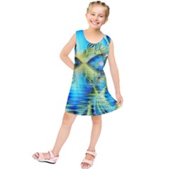 Crystal Lime Turquoise Heart Of Love, Abstract Kids  Tunic Dress by DianeClancy