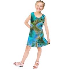 Crystal Gold Peacock, Abstract Mystical Lake Kids  Tunic Dress by DianeClancy