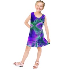 Evening Crystal Primrose, Abstract Night Flowers Kids  Tunic Dress by DianeClancy