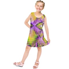 Golden Violet Crystal Heart Of Fire, Abstract Kids  Tunic Dress by DianeClancy