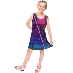 Jewel City, Radiant Rainbow Abstract Urban Kids  Tunic Dress by DianeClancy