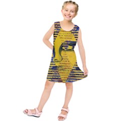 Conundrum Ii, Abstract Golden & Sapphire Goddess Kids  Tunic Dress by DianeClancy