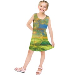 Golden Days, Abstract Yellow Azure Tranquility Kids  Tunic Dress by DianeClancy