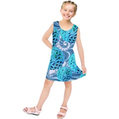 Teal Sea Forest, Abstract Underwater Ocean Kids  Tunic Dress by DianeClancy