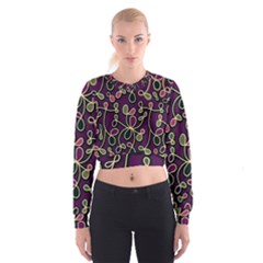 Elegant Purple Pattern Women s Cropped Sweatshirt by Valentinaart