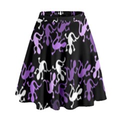 Purple Lizards Pattern High Waist Skirt by Valentinaart