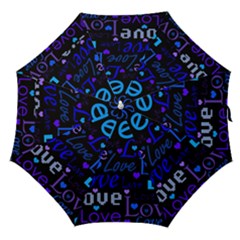 Blue Love Pattern Straight Umbrellas by Valentinaart