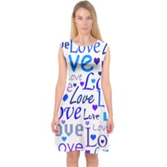 Blue And Purple Love Pattern Capsleeve Midi Dress by Valentinaart