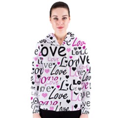 Love Pattern - Magenta Women s Zipper Hoodie by Valentinaart