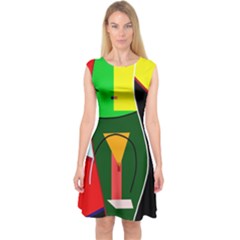 Abstract Lady Capsleeve Midi Dress by Valentinaart