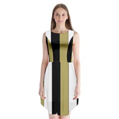 Black Brown Gold White Stripes Elegant Festive Stripe Pattern Sleeveless Chiffon Dress   by yoursparklingshop