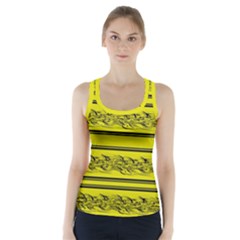 Yellow Barbwire Racer Back Sports Top by Valentinaart