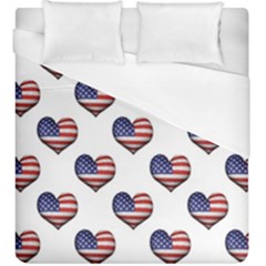 Usa Grunge Heart Shaped Flag Pattern Duvet Cover (king Size) by dflcprints