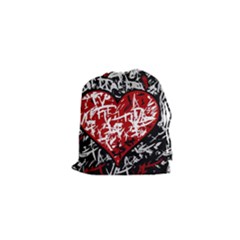 Red Graffiti Style Hart  Drawstring Pouches (xs)  by Valentinaart