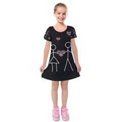 Couple In Love Kids  Short Sleeve Velvet Dress by Valentinaart