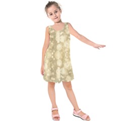 Light Circles, Brown Yellow Color Kids  Sleeveless Dress by picsaspassion