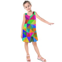 Colorful Triangles, Oil Painting Art Kids  Sleeveless Dress by picsaspassion