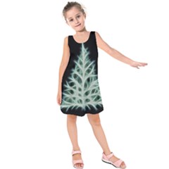 Christmas Fir, Green And Black Color Kids  Sleeveless Dress by picsaspassion