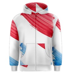 Tricolor Banner Watercolor Painting, Red Blue White Men s Zipper Hoodie by picsaspassion