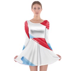 Tricolor Banner Watercolor Painting, Red Blue White Long Sleeve Skater Dress by picsaspassion