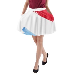 Tricolor Banner Watercolor Painting, Red Blue White A-line Pocket Skirt by picsaspassion