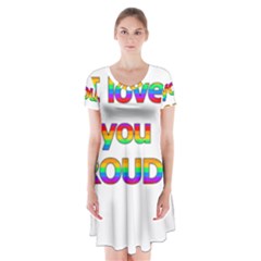 I Love You Proudly 2 Short Sleeve V-neck Flare Dress by Valentinaart