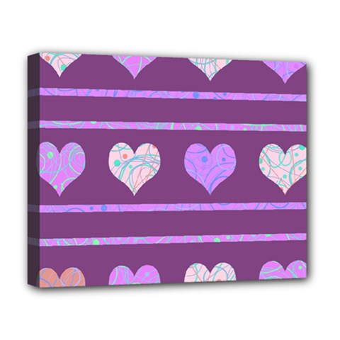 Purple Harts Pattern 2 Deluxe Canvas 20  X 16   by Valentinaart