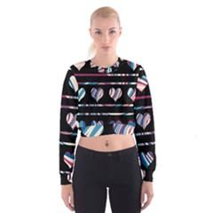 Colorful Harts Pattern Women s Cropped Sweatshirt by Valentinaart