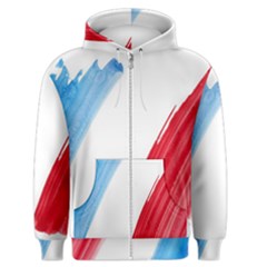 Tricolor Banner Flag France, Blue White Red Watercolor Men s Zipper Hoodie by picsaspassion