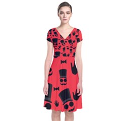 Gentlemen - Red Short Sleeve Front Wrap Dress by Valentinaart