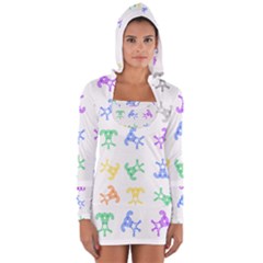 Rainbow Clown Pattern Women s Long Sleeve Hooded T-shirt by Amaryn4rt