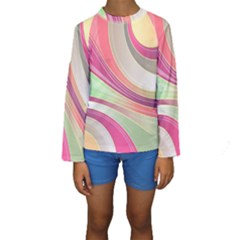 Abstract Colorful Background Wavy Kids  Long Sleeve Swimwear by Amaryn4rt