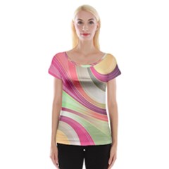 Abstract Colorful Background Wavy Women s Cap Sleeve Top by Amaryn4rt