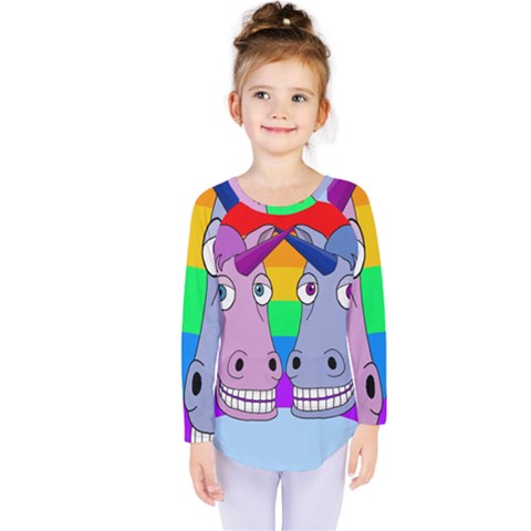 Unicorn Love Kids  Long Sleeve Tee by Valentinaart