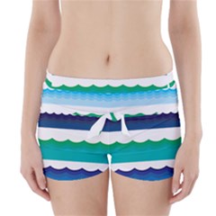 Water Border Water Waves Ocean Sea Boyleg Bikini Wrap Bottoms by Amaryn4rt