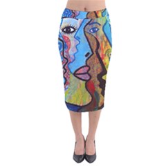 Graffiti Wall Color Artistic Velvet Midi Pencil Skirt by Amaryn4rt