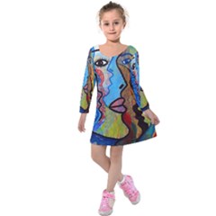 Graffiti Wall Color Artistic Kids  Long Sleeve Velvet Dress by Amaryn4rt