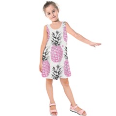 Cute Pink Pineapple  Kids  Sleeveless Dress by Brittlevirginclothing