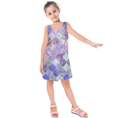 Blue Moroccan Mosaic Kids  Sleeveless Dress by Brittlevirginclothing