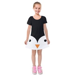 Cute Pinguin Kids  Short Sleeve Velvet Dress by Brittlevirginclothing