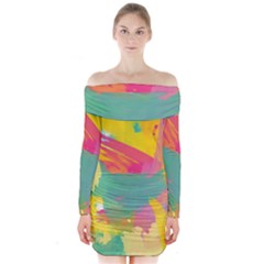 Paint Brush Long Sleeve Off Shoulder Dress by Brittlevirginclothing