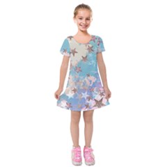 Pastel Stars Kids  Short Sleeve Velvet Dress by Brittlevirginclothing