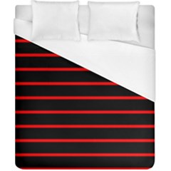 Red And Black Horizontal Lines And Stripes Seamless Tileable Duvet Cover (california King Size) by Amaryn4rt