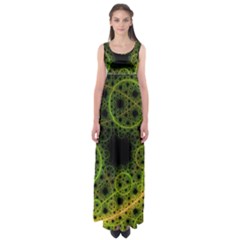 Abstract Circles Yellow Black Empire Waist Maxi Dress by Amaryn4rt